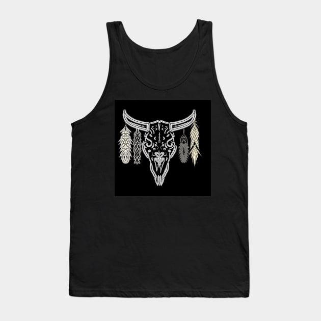 Skull and Feather Tank Top by Fickle and Fancy